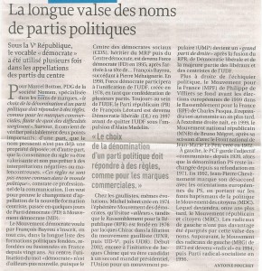 Noms-partis-politiques Noms des partis politiques